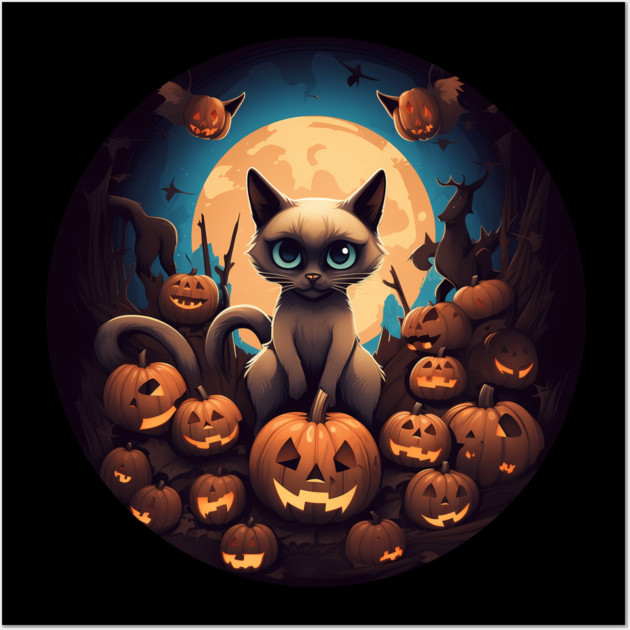 Siamese Cat Halloween, Cat Lover Wall Art by logiamerch