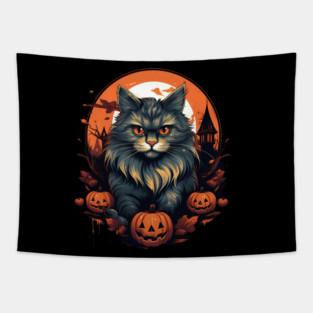 Siberian Cat Halloween, Cat Lover Tapestry