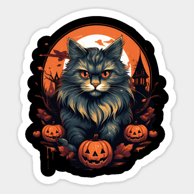 Siberian Cat Halloween, Cat Lover Sticker by logiamerch