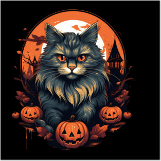 Siberian Cat Halloween, Cat Lover Posters and Art