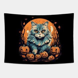 Siberian Cat Halloween, Cat Lover Tapestry