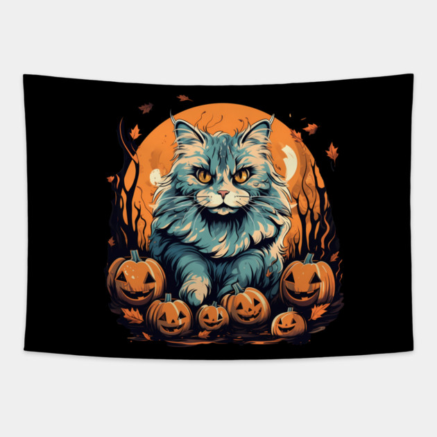 Siberian Cat Halloween, Cat Lover Tapestry by logiamerch