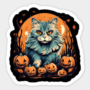 Siberian Cat Halloween, Cat Lover Sticker