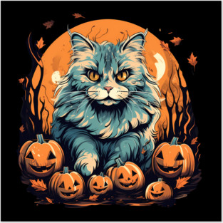 Siberian Cat Halloween, Cat Lover Posters and Art