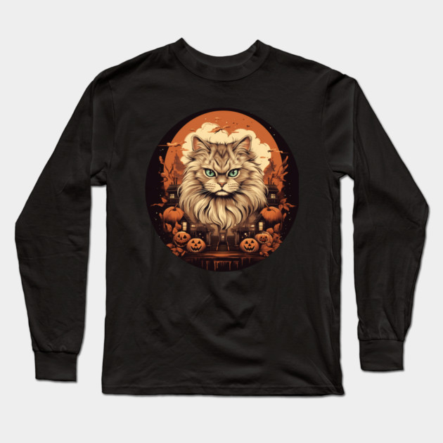 Siberian Cat Halloween, Cat Lover Long Sleeve T-Shirt by logiamerch
