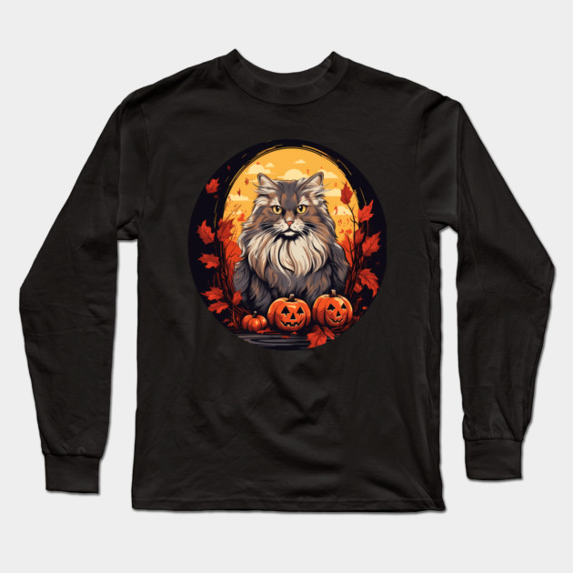 Siberian Cat Halloween, Cat Lover Long Sleeve T-Shirt by logiamerch
