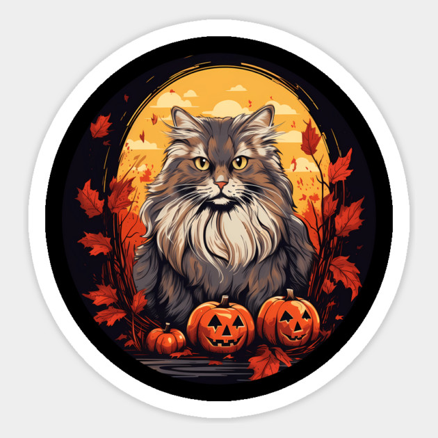 Siberian Cat Halloween, Cat Lover Sticker by logiamerch