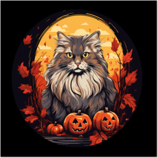 Siberian Cat Halloween, Cat Lover Posters and Art