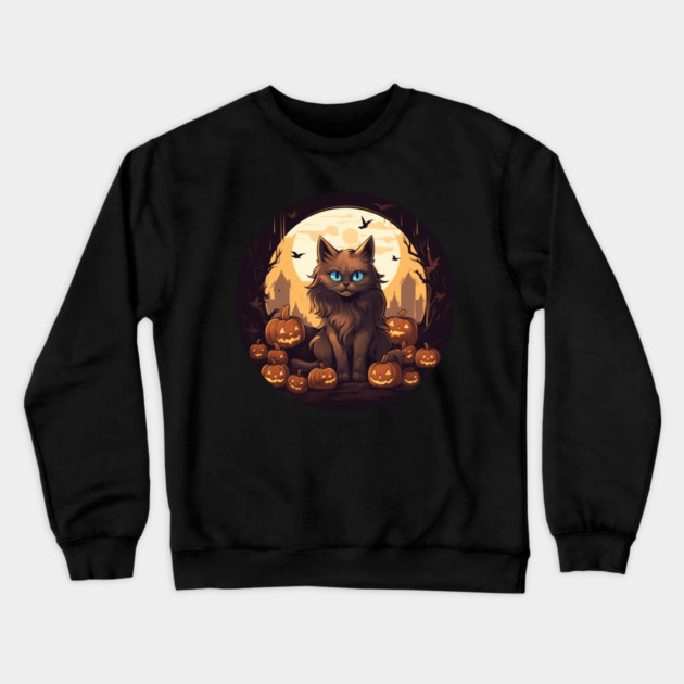 Somali Cat Halloween, Cat Lover Crewneck Sweatshirt by logiamerch