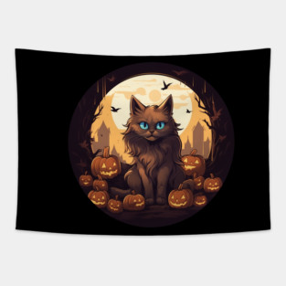 Somali Cat Halloween, Cat Lover Tapestry