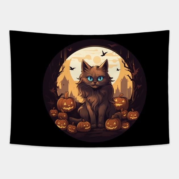 Somali Cat Halloween, Cat Lover Tapestry by logiamerch
