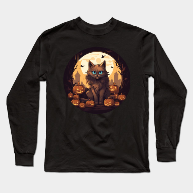 Somali Cat Halloween, Cat Lover Long Sleeve T-Shirt by logiamerch