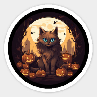 Somali Cat Halloween, Cat Lover Sticker