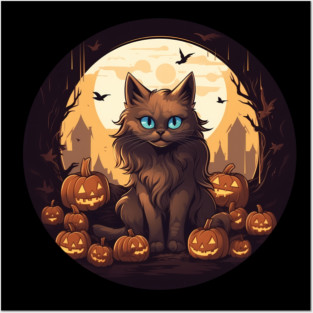 Somali Cat Halloween, Cat Lover Posters and Art