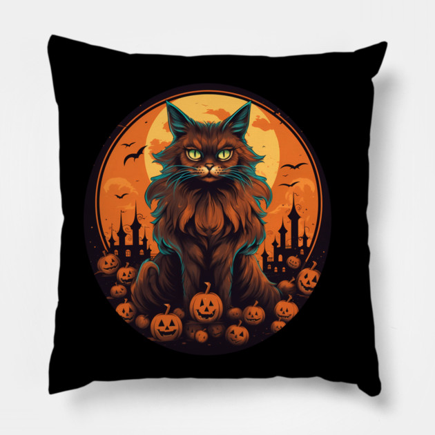 Somali Cat Halloween, Cat Lover Pillow by logiamerch