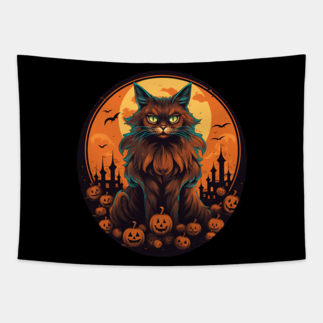 Somali Cat Halloween, Cat Lover Tapestry by logiamerch