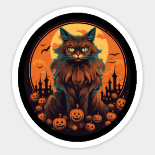 Somali Cat Halloween, Cat Lover Sticker