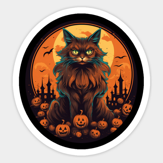 Somali Cat Halloween, Cat Lover Sticker by logiamerch