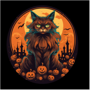 Somali Cat Halloween, Cat Lover Posters and Art