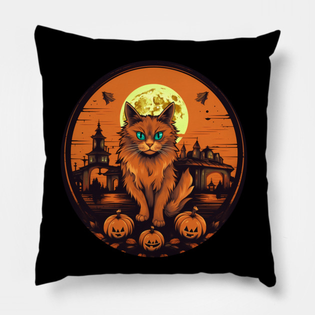 Somali Cat Halloween, Cat Lover Pillow by logiamerch