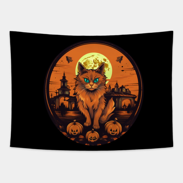 Somali Cat Halloween, Cat Lover Tapestry by logiamerch