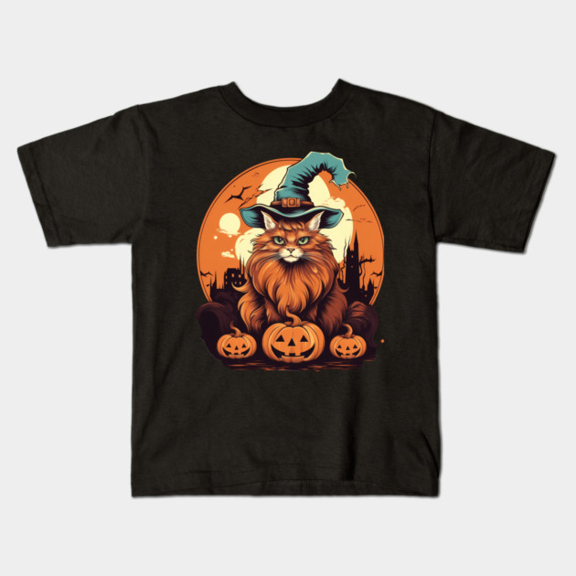 Somali Cat Halloween, Cat Lover Kids T-Shirt by logiamerch