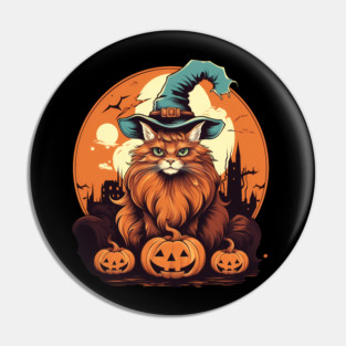 Somali Cat Halloween, Cat Lover Pin