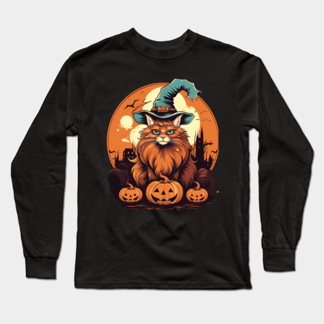 Somali Cat Halloween, Cat Lover Long Sleeve T-Shirt by logiamerch