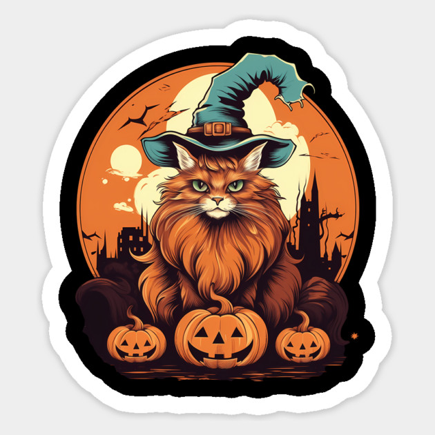 Somali Cat Halloween, Cat Lover Sticker by logiamerch