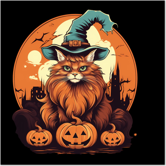Somali Cat Halloween, Cat Lover Wall Art by logiamerch
