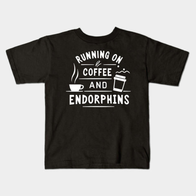 Running on Coffee and Endorphins Kids T-Shirt by Frank Ring