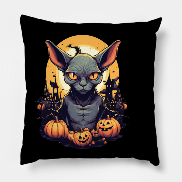 Sphynx Cat Halloween, Cat Lover Pillow by logiamerch