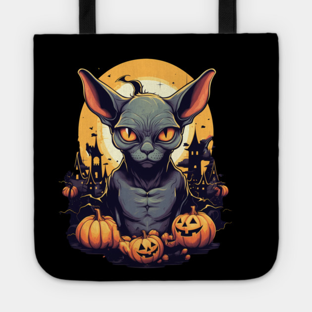 Sphynx Cat Halloween, Cat Lover Tote by logiamerch