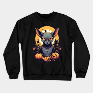 Sphynx Cat Halloween, Cat Lover Crewneck Sweatshirt