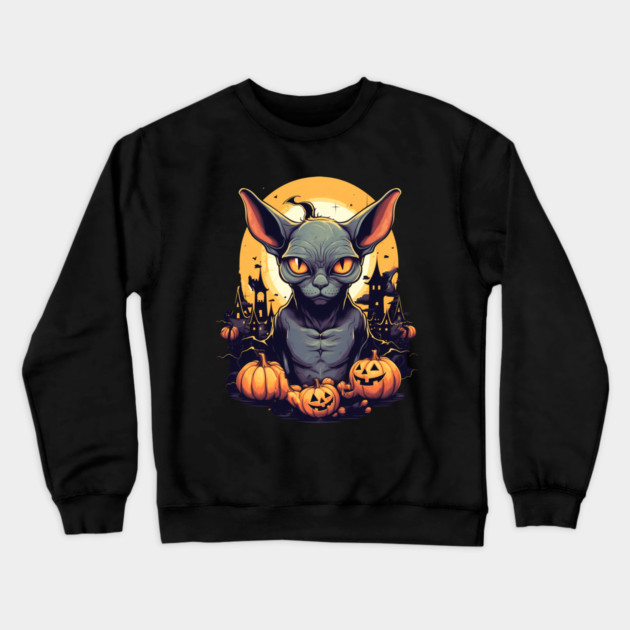 Sphynx Cat Halloween, Cat Lover Crewneck Sweatshirt by logiamerch