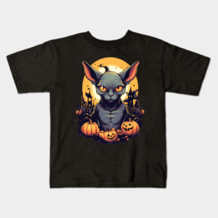 Sphynx Cat Halloween, Cat Lover Kids T-Shirt