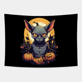 Sphynx Cat Halloween, Cat Lover Tapestry
