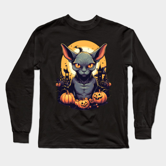 Sphynx Cat Halloween, Cat Lover Long Sleeve T-Shirt by logiamerch