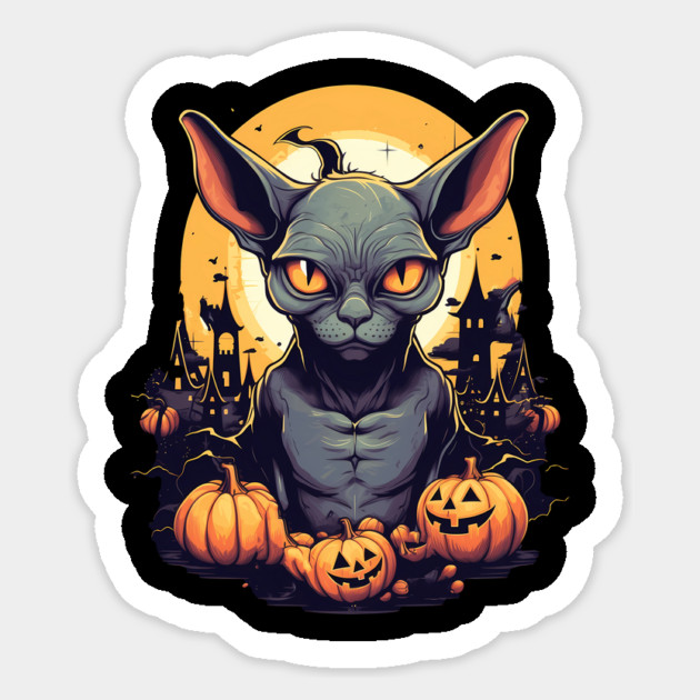 Sphynx Cat Halloween, Cat Lover Sticker by logiamerch