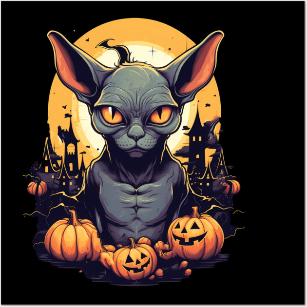 Sphynx Cat Halloween, Cat Lover Wall Art by logiamerch