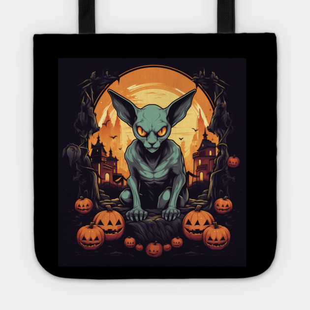Sphynx Cat Halloween, Cat Lover Tote by logiamerch