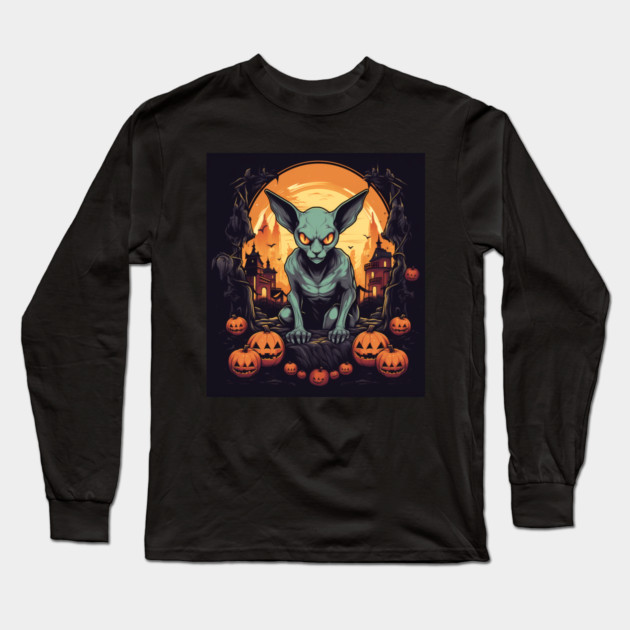 Sphynx Cat Halloween, Cat Lover Long Sleeve T-Shirt by logiamerch