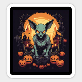 Sphynx Cat Halloween, Cat Lover Sticker