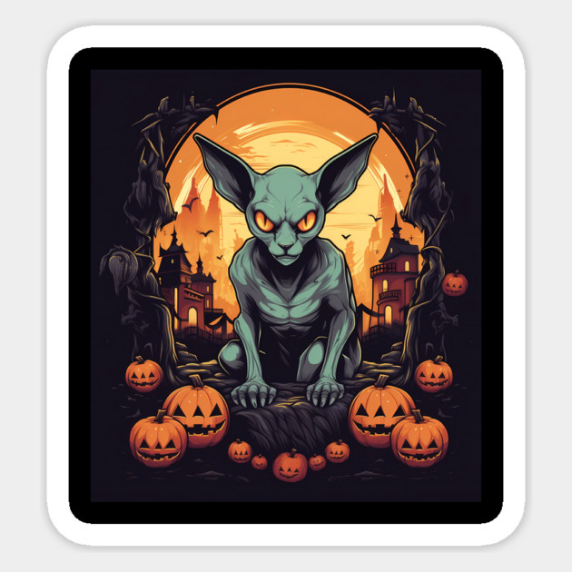 Sphynx Cat Halloween, Cat Lover Sticker by logiamerch
