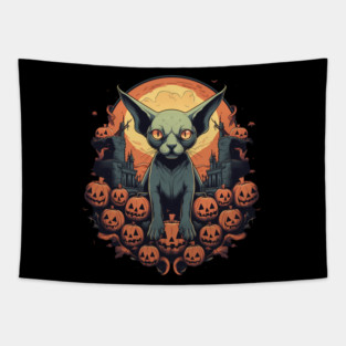 Sphynx Cat Halloween, Cat Lover Tapestry