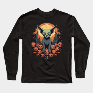 Sphynx Cat Halloween, Cat Lover Long Sleeve T-Shirt