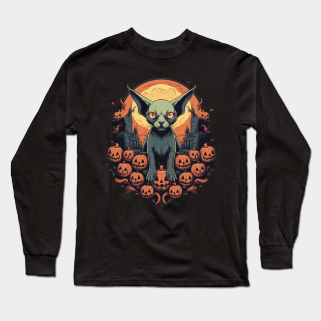 Sphynx Cat Halloween, Cat Lover Long Sleeve T-Shirt by logiamerch