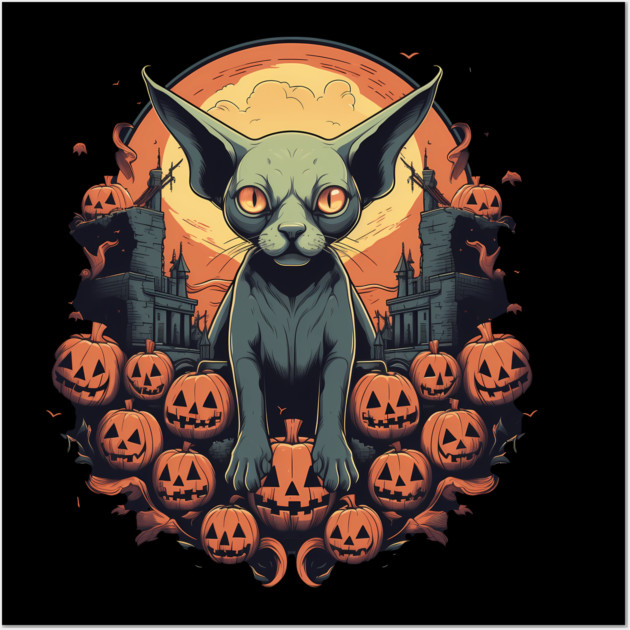 Sphynx Cat Halloween, Cat Lover Wall Art by logiamerch