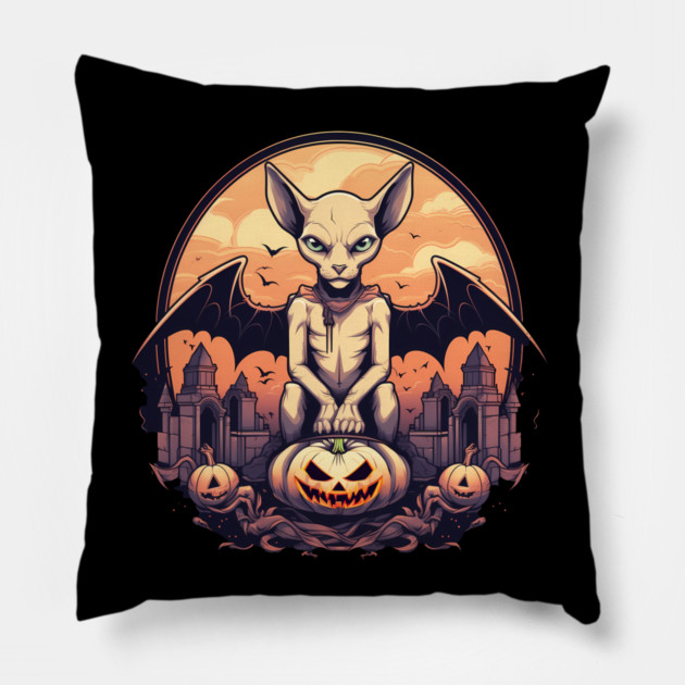 Sphynx Cat Halloween, Cat Lover Pillow by logiamerch