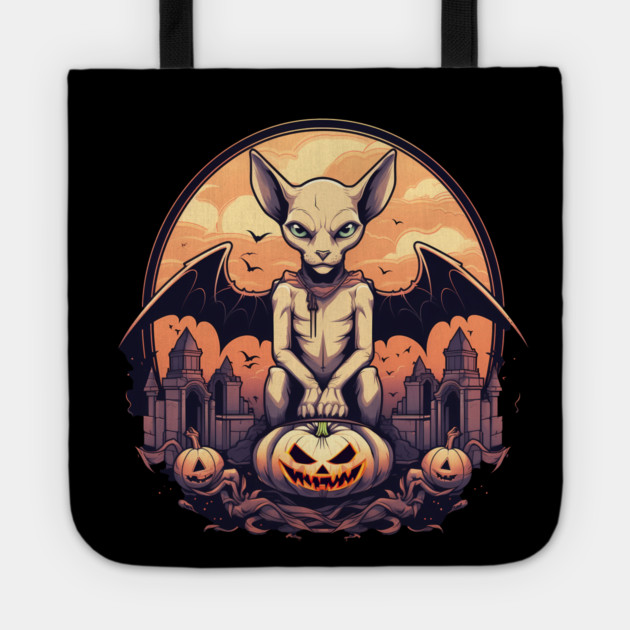 Sphynx Cat Halloween, Cat Lover Tote by logiamerch